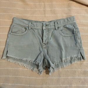 Free People Light Gray Frayed Denim Shorts